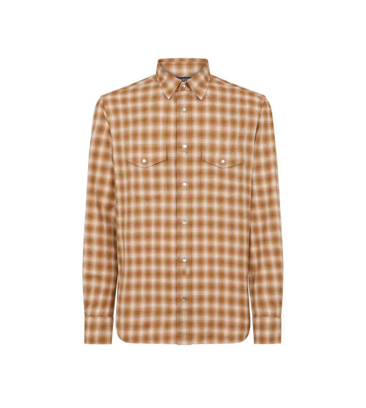 CHECK WESTERN SHIRT COMBO BEIGE + BROWN online